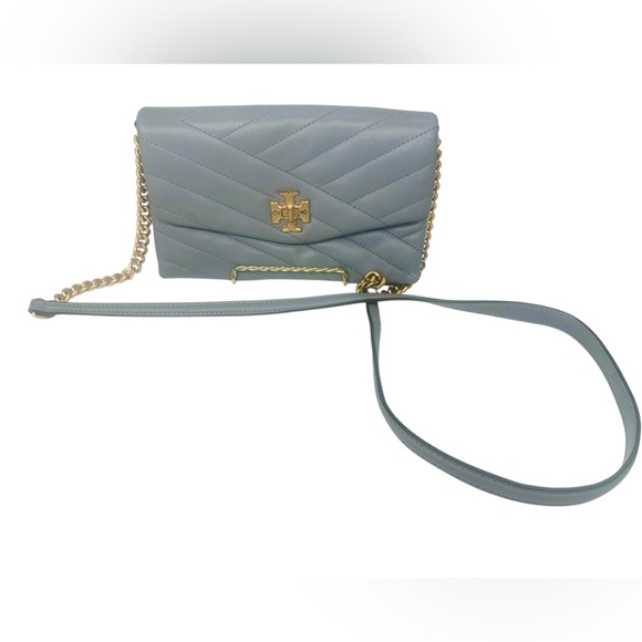 Tory Burch Kira Chevron Chain Wallet Crossbody | Cloud Blue - Picture 2 of 16